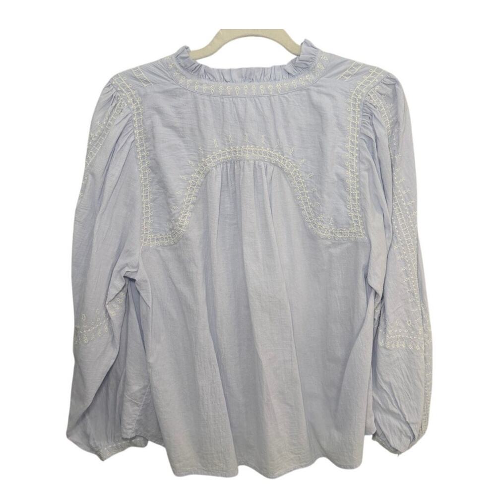 ba&sh Jaky Embroidered Blouse Blue and White | Boho Romantic French Style Size 3 - Picture 2 of 14